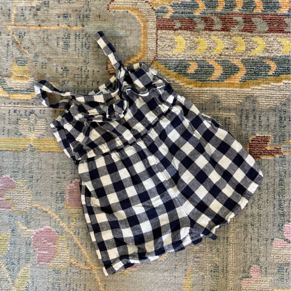 Girls‎ Gingham Plaid Linen Romper One Piece